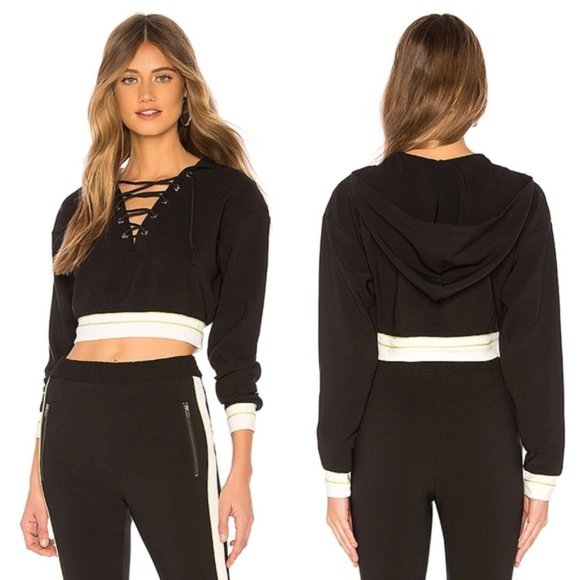 Lovers + Friends Tops - Lovers + Friends Katarina Cropped Hoodie NWT Black